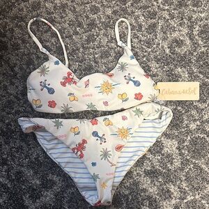 Cabana del sol White Tropical Print Two-Piece Swim Set